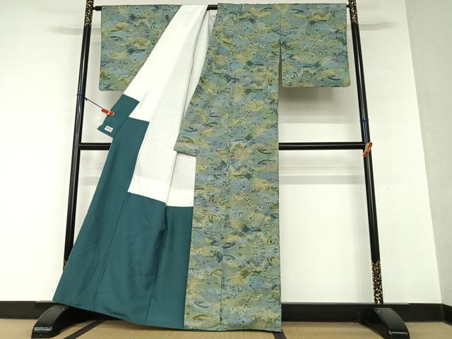 平和屋着物●本場大島紬 一元7マルキ 風景草花文 やまと誂製 正絹 逸品 AAAY6508zg