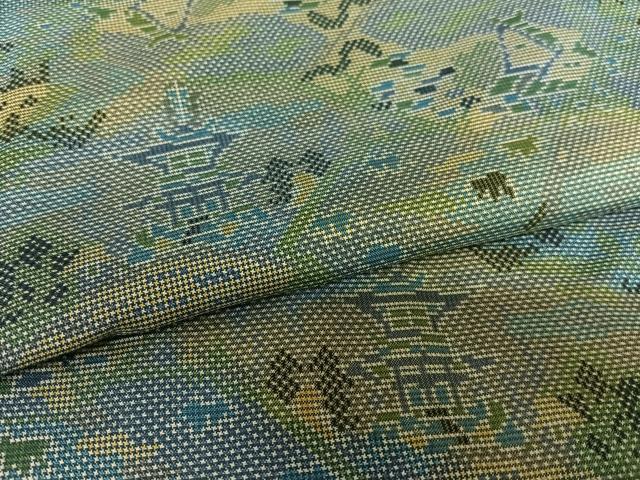 平和屋着物●本場大島紬 一元7マルキ 風景草花文 やまと誂製 正絹 逸品 AAAY6508zg