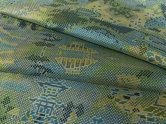 平和屋着物●本場大島紬 一元7マルキ 風景草花文 やまと誂製 正絹 逸品 AAAY6508zg