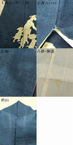 平和屋着物●訪問着 作家物 紬地 希少柄 ダルメシアン 犬 褐返色地 正絹 逸品 AAAY6546zg