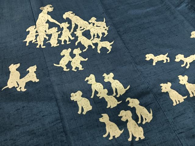 平和屋着物●訪問着 作家物 紬地 希少柄 ダルメシアン 犬 褐返色地 正絹 逸品 AAAY6546zg