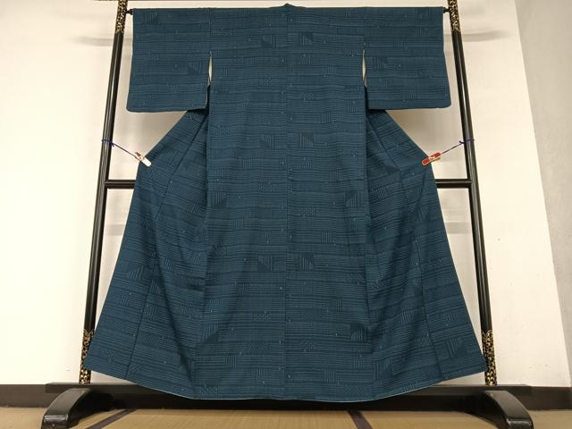 平和屋着物●お召 幾何学文様 正絹 逸品 AAAY6557zg