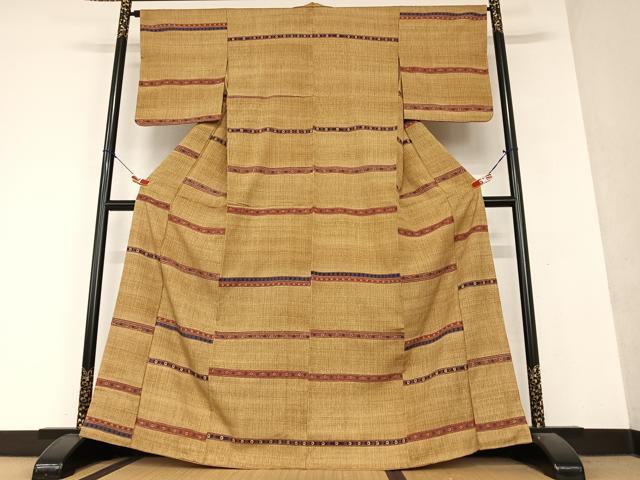 平和屋着物●お召 横段花文 正絹 逸品 AAAY6558zg