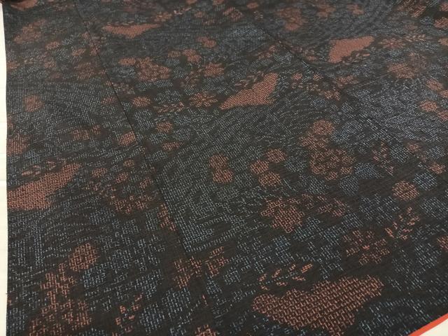 平和屋着物●本場結城紬 重要無形文化財 80亀甲 草花文 正絹 逸品 AAAY6634zg