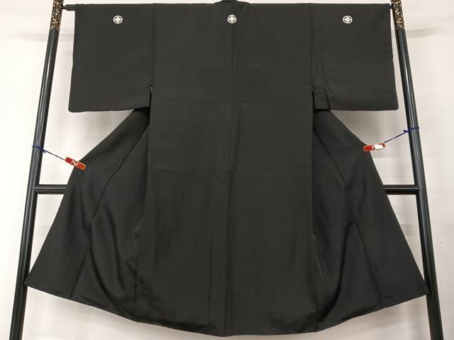 平和屋着物●男性 黒紋付 羽織・長襦袢(無双仕立て)セット 正絹 逸品 AAAY6647zg