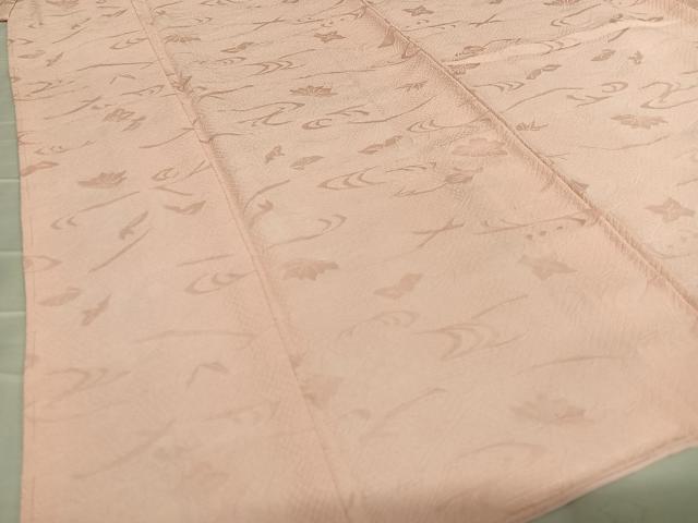 平和屋着物●上質な色無地 流水草花地紋 宍色 正絹 逸品 未使用 AAAY6666zg