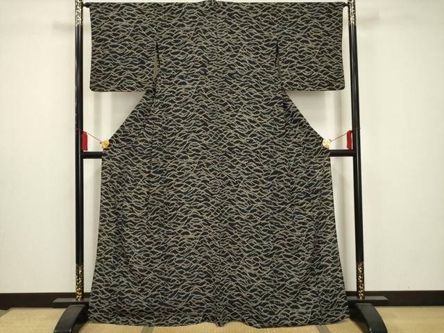 平和屋着物▽小紋 単衣 雪芝文 洗える着物 AAAY6972sx