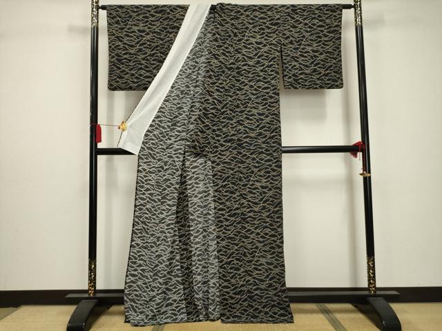 平和屋着物▽小紋 単衣 雪芝文 洗える着物 AAAY6972sx