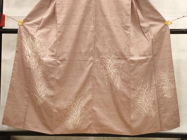 平和屋着物■訪問着 紬地 ろうけつ染め 草花文 正絹 逸品 AAAY7027iu
