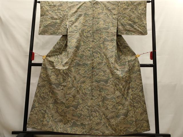 平和屋着物■上質な紬 風景樹林文 正絹 逸品 AAAY7039iu