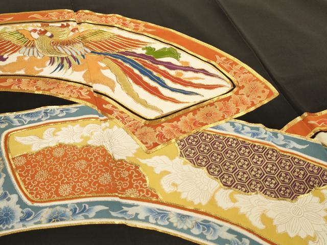 平和屋着物■豪華黒留袖 駒刺繍 地紙鳳凰花文 金彩 正絹 逸品 AAAY7058iu