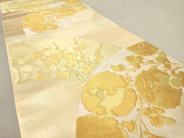 平和屋着物◎六通柄袋帯 地紙重ね花文 金糸 正絹 逸品 AAAY7081sg