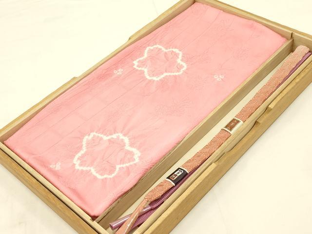 平和屋着物●和装小物 帯締め・帯揚げセット 絞り 舞花文 暈し 正絹 逸品 未使用 AAAY7107ay