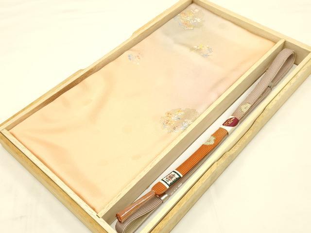 平和屋着物●和装小物 帯締め・帯揚げセット 高麗組 雪輪草花文 暈し染め 金糸 金彩 逸品 未使用 AAAY7116ay