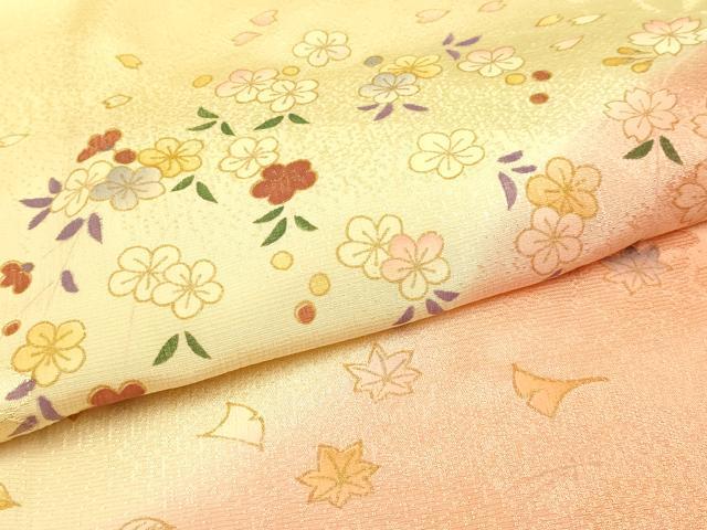 平和屋着物●和装小物 帯締め・帯揚げセット 枝垂れ花舞葉文 暈し染め 金糸 金彩 逸品 未使用 AAAY7120ay
