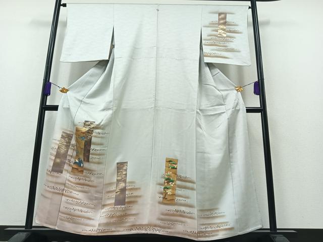 平和屋着物▽訪問着 単衣 色紙吉祥文 暈し染め 金彩 正絹 逸品 AAAY7247jh