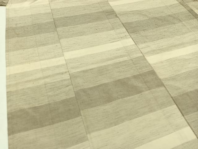 平和屋着物▽上質な紬 単衣 横段文 正絹 逸品 AAAY7252jh