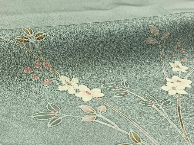 平和屋着物▽訪問着 単衣 草花文 正絹 逸品 AAAY7257jh