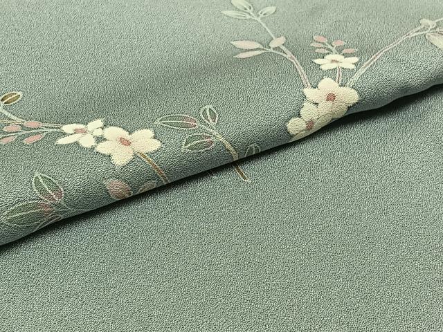 平和屋着物▽訪問着 単衣 草花文 正絹 逸品 AAAY7257jh