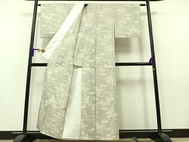 平和屋着物▽本場大島紬 白大島 単衣 籬花文 正絹 逸品 AAAY7258jh