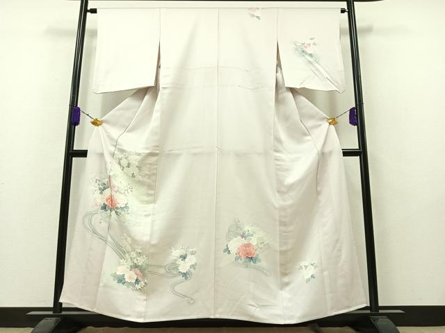 平和屋着物▽訪問着 単衣 扇面花文 暈し染め 正絹 逸品 AAAY7262jh