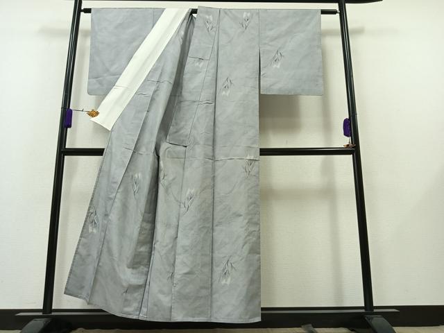 平和屋着物▽本場大島紬 白大島 単衣 9マルキ 草花文 正絹 逸品 AAAY7280jh