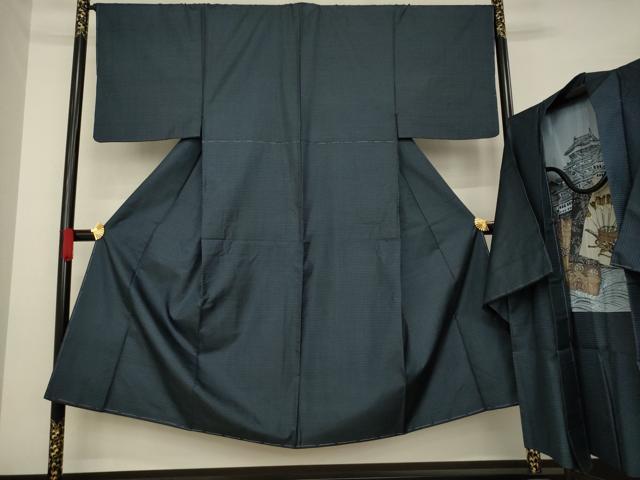 平和屋着物●男性 本場大島紬 アンサンブル 100亀甲 総詰め 正絹 逸品 AAAY7321ck