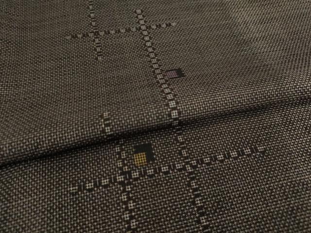 平和屋着物●本場大島紬 カタス7マルキ 幾何学間道 正絹 逸品 AAAY7355ck