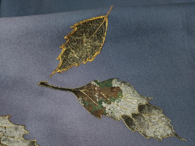 平和屋着物●訪問着 舞葉文 金銀彩 正絹 逸品 AAAY7363ck