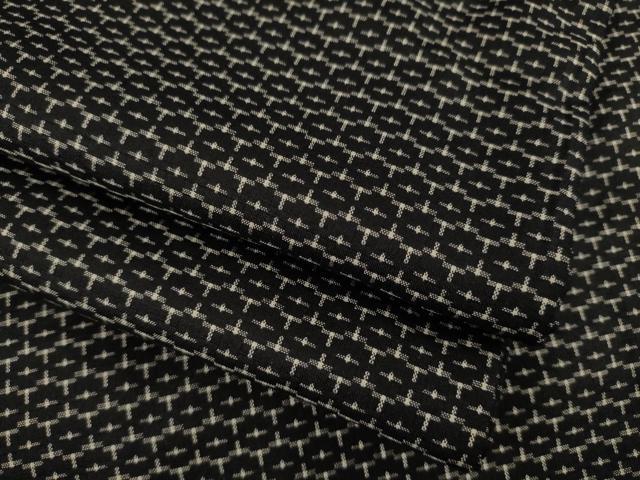 平和屋着物●上質な紬 亀甲文 黒地 正絹 逸品 AAAY7365ck