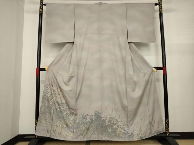 平和屋着物●訪問着 草花文 暈し染め 金銀彩 正絹 逸品 AAAY7372ck