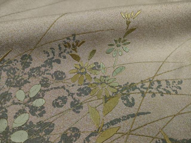 平和屋着物●訪問着 草花文 暈し染め 金銀彩 正絹 逸品 AAAY7372ck