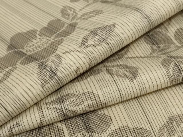平和屋着物▽上質な紬 単衣 草花文 正絹 逸品 AAAY7648jd