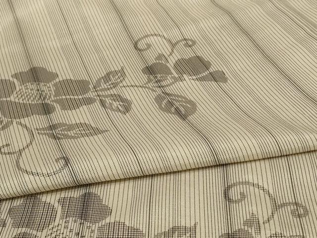 平和屋着物▽上質な紬 単衣 草花文 正絹 逸品 AAAY7648jd