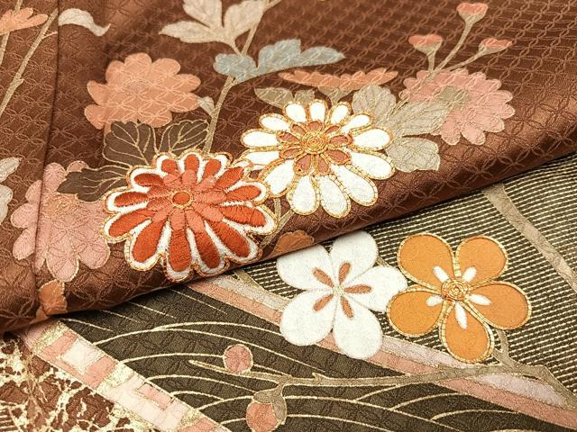 平和屋着物●訪問着 駒刺繍 枝花文 暈し染め 金彩 正絹 逸品 AAAY7892ph