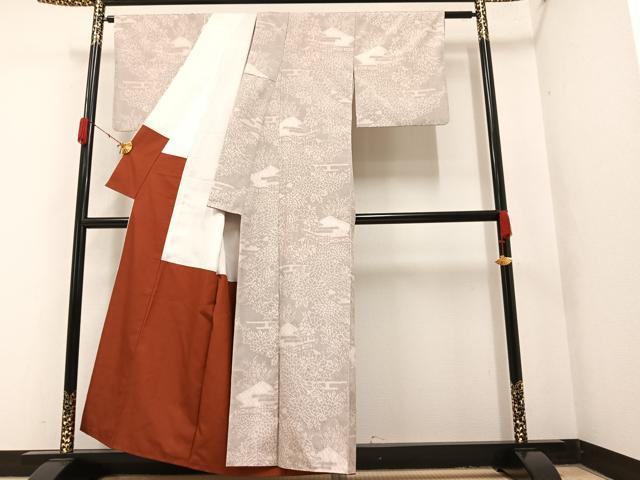 平和屋着物●上質な紬 絞り 草花文 正絹 逸品 AAAY7921ph