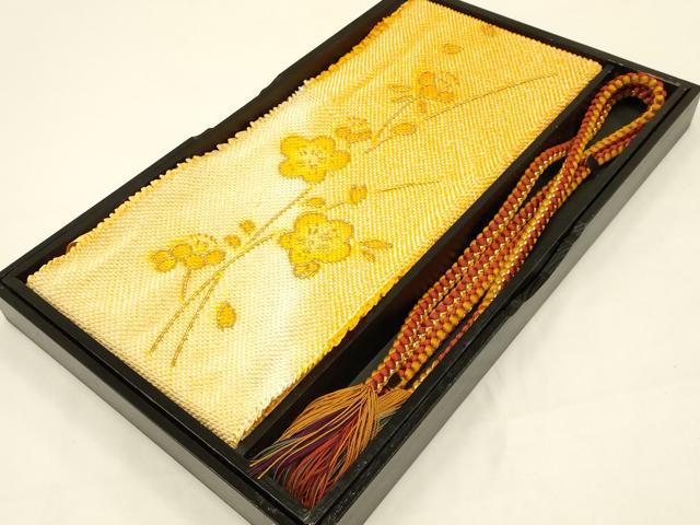 平和屋着物●和装小物 帯締め・帯揚げセット 振袖用 総絞り 枝梅 暈し 金糸 金彩 撚り房 逸品 AAAY8171ay