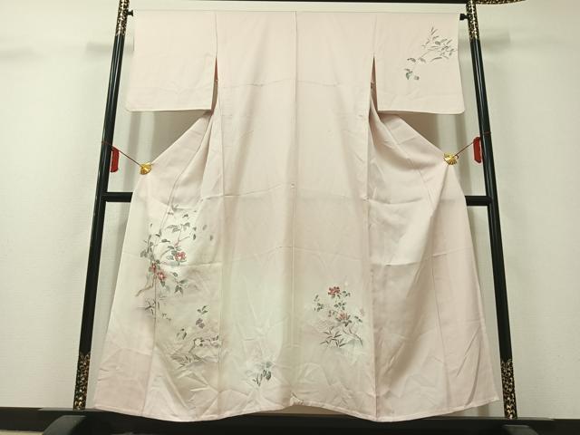 平和屋着物▽訪問着 単衣 風景椿文 暈し染め 正絹 逸品 AAAY8302jh