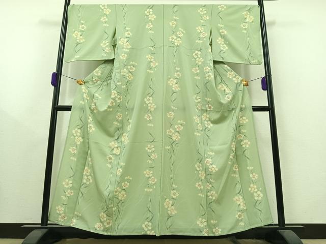 平和屋着物▽上質な小紋 単衣 草花文 正絹 逸品 AAAY8306jh