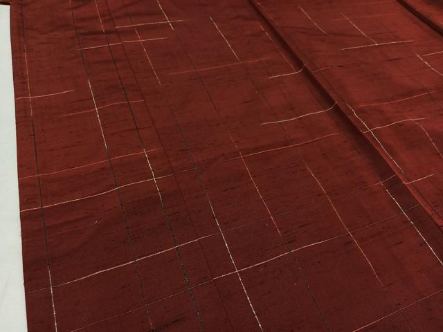 平和屋着物▽上質な紬 単衣 格子 正絹 逸品 AAAY8309jh