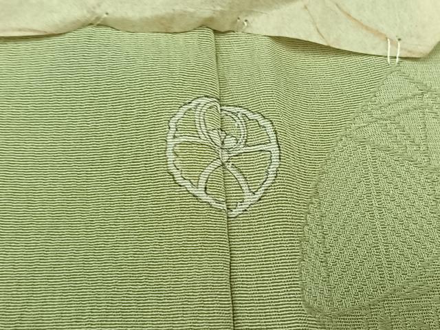 平和屋着物▽上質な色無地 単衣 地紙風景地紋 夏虫色 正絹 逸品 AAAY8314jh