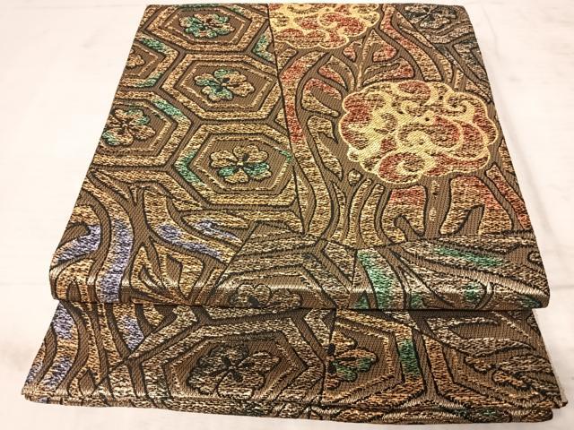 平和屋着物◎六通柄袋帯 花唐草文 金糸 正絹 逸品 AAAY8378yx