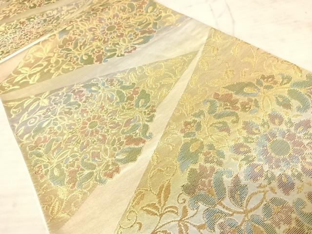 平和屋着物◎六通柄袋帯 切嵌花文 金糸 正絹 逸品 AAAY8399yx