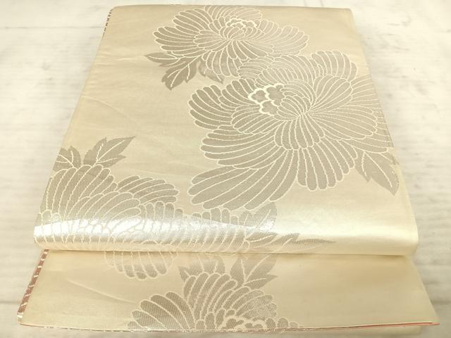 平和屋着物◎両面六通柄袋帯 唐織 牡丹 銀糸 正絹 逸品 AAAY8419yx