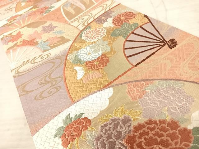 平和屋着物◎佐賀錦 六通柄袋帯 能衣 金糸 正絹 逸品 AAAY8440yx
