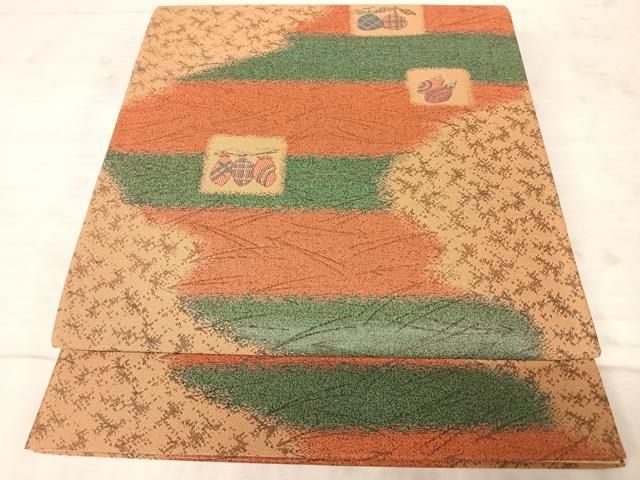 平和屋着物◎六通柄袋帯 成り物 正絹 逸品 AAAY8468yx