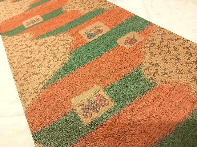 平和屋着物◎六通柄袋帯 成り物 正絹 逸品 AAAY8468yx