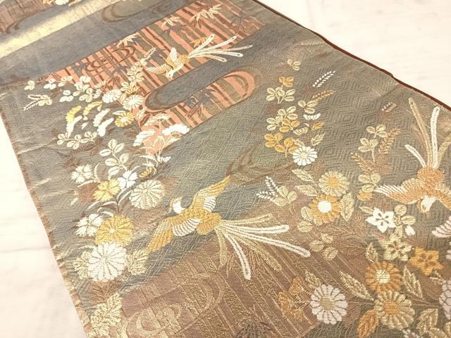 平和屋着物◎佐賀錦 六通柄袋帯 鳳凰花文 金糸 正絹 逸品 AAAY8503yx