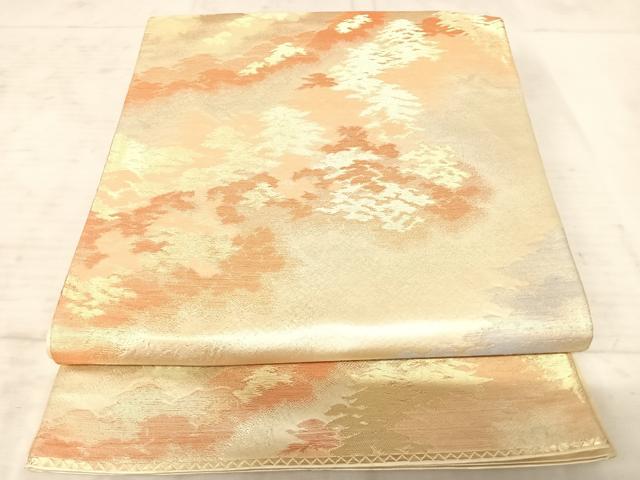 平和屋着物◎六通柄袋帯 樹林文 金糸 正絹 逸品 AAAY8516yx