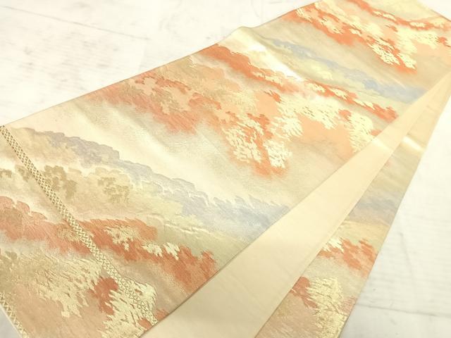 平和屋着物◎六通柄袋帯 樹林文 金糸 正絹 逸品 AAAY8516yx